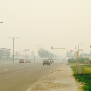 Smoky sky on 8th St in Saskatoon. June 29th, 2015